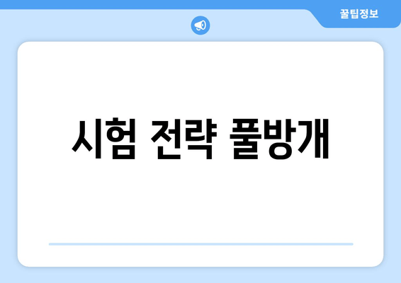 시험 전략 풀방개