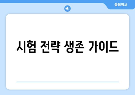 시험 전략 생존 가이드