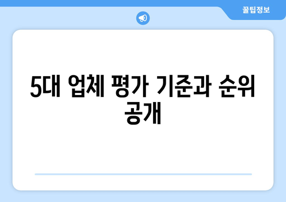 5대 업체 평가 기준과 순위 공개