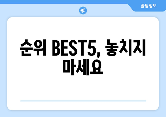 순위 BEST5, 놓치지 마세요