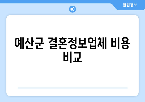 예산군 결혼정보업체 비용 비교