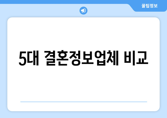 5대 결혼정보업체 비교