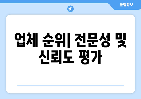 업체 순위| 전문성 및 신뢰도 평가