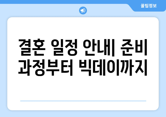 결혼 일정 안내| 준비 과정부터 빅데이까지