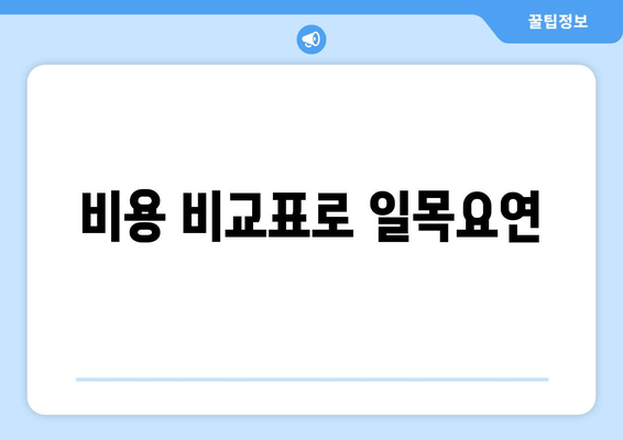 비용 비교표로 일목요연