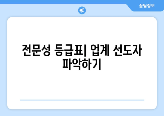 전문성 등급표| 업계 선도자 파악하기