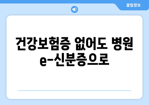 건강보험증 없어도 병원 e-신분증으로