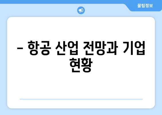 - 항공 산업 전망과 기업 현황