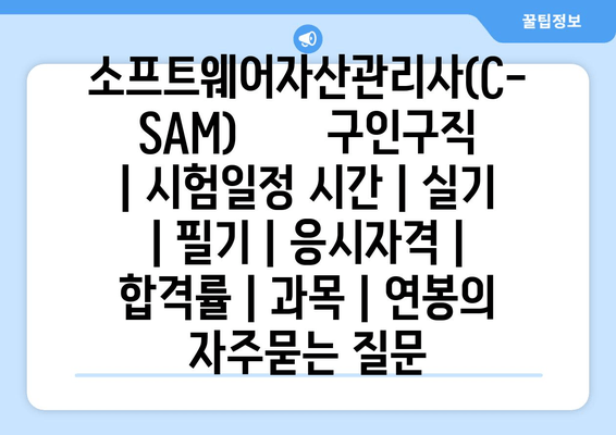 소프트웨어자산관리사(C-SAM)	구인구직 | 시험일정 시간 | 실기 | 필기 | 응시자격 | 합격률 | 과목 | 연봉