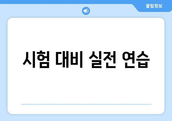 시험 대비 실전 연습