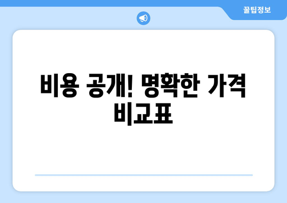 비용 공개! 명확한 가격 비교표