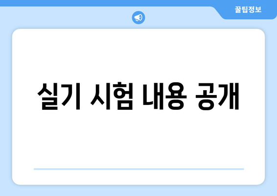 실기 시험 내용 공개