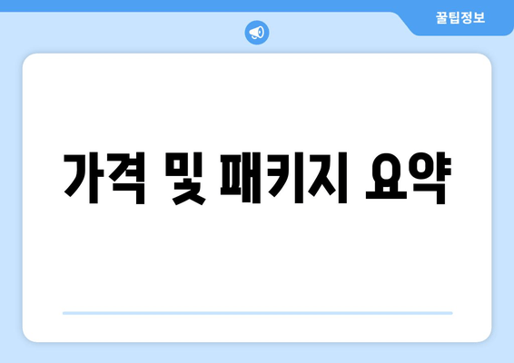 가격 및 패키지 요약