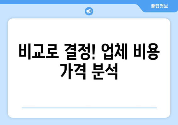 비교로 결정! 업체 비용 가격 분석