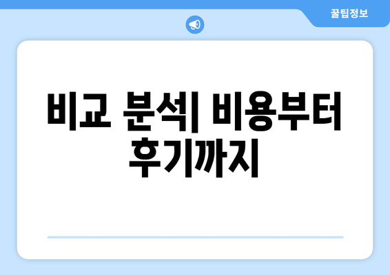비교 분석| 비용부터 후기까지