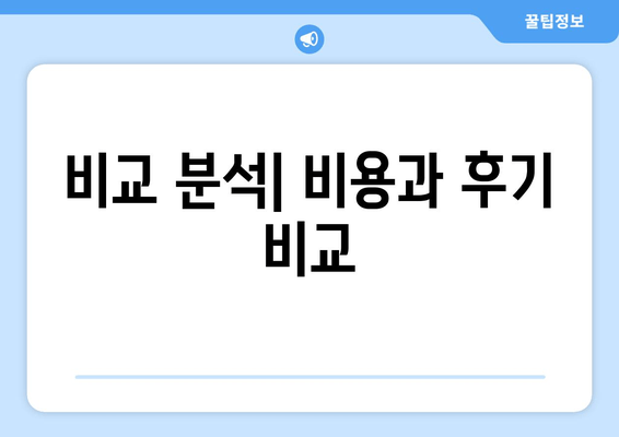 비교 분석| 비용과 후기 비교