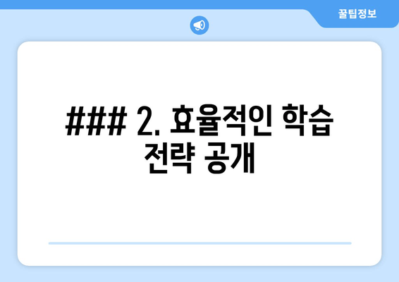 ### 2. 효율적인 학습 전략 공개