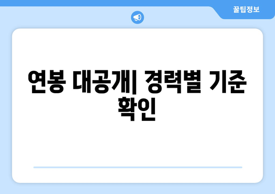 연봉 대공개| 경력별 기준 확인