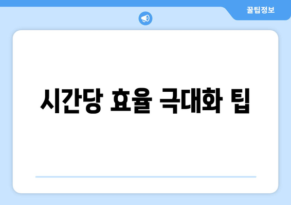 시간당 효율 극대화 팁