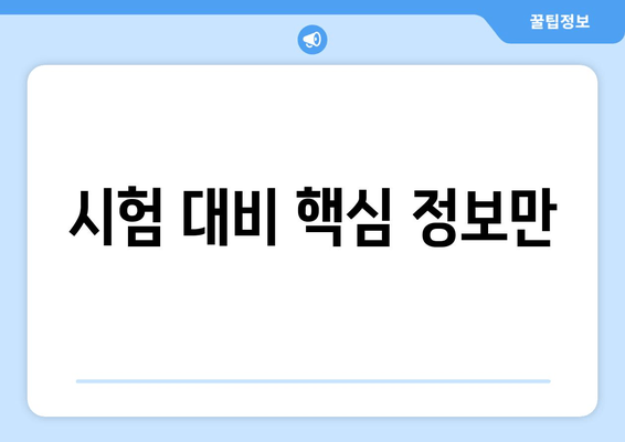 시험 대비 핵심 정보만