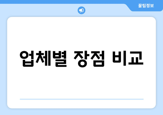 업체별 장점 비교