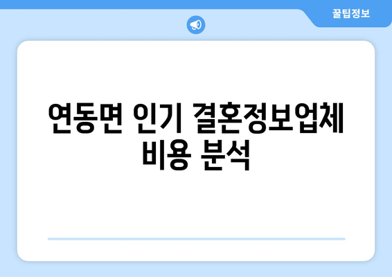 연동면 인기 결혼정보업체 비용 분석