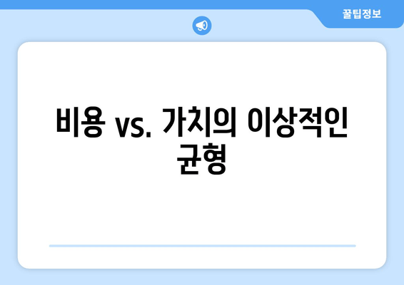 비용 vs. 가치의 이상적인 균형