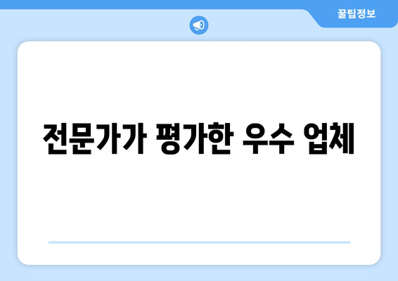 전문가가 평가한 우수 업체