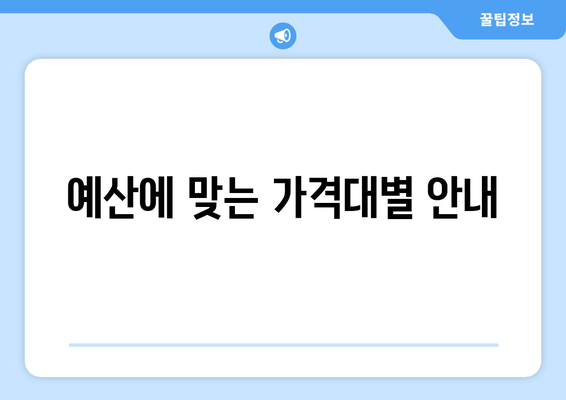 예산에 맞는 가격대별 안내