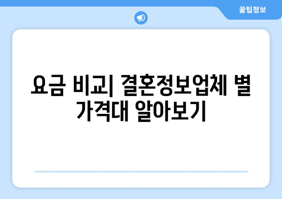 요금 비교| 결혼정보업체 별 가격대 알아보기