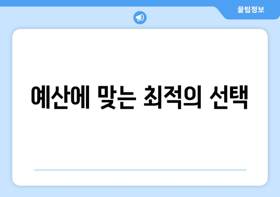 예산에 맞는 최적의 선택