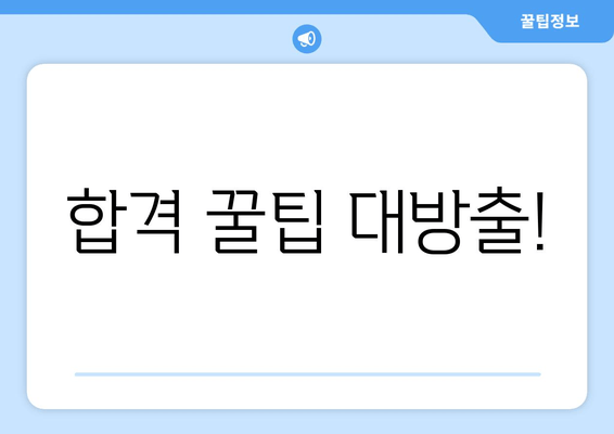 합격 꿀팁 대방출!