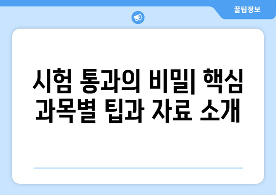 시험 통과의 비밀| 핵심 과목별 팁과 자료 소개