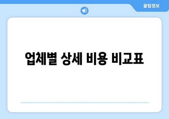 업체별 상세 비용 비교표