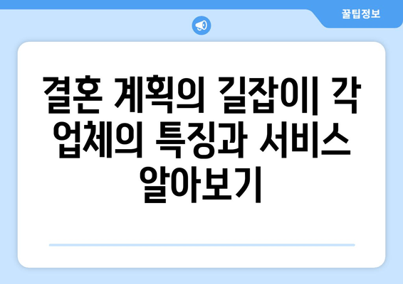 결혼 계획의 길잡이| 각 업체의 특징과 서비스 알아보기