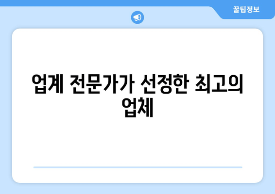 업계 전문가가 선정한 최고의 업체