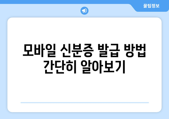 모바일 신분증 발급 방법 간단히 알아보기