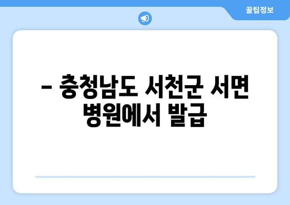 - 충청남도 서천군 서면 병원에서 발급