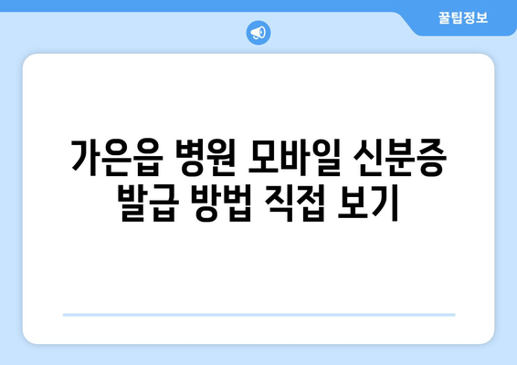 가은읍 병원 모바일 신분증 발급 방법 직접 보기