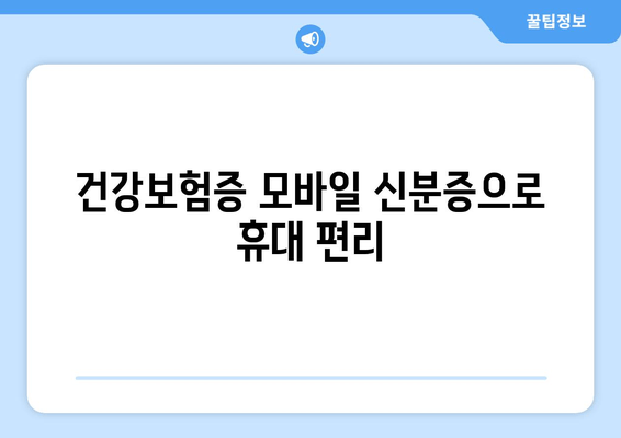 건강보험증 모바일 신분증으로 휴대 편리