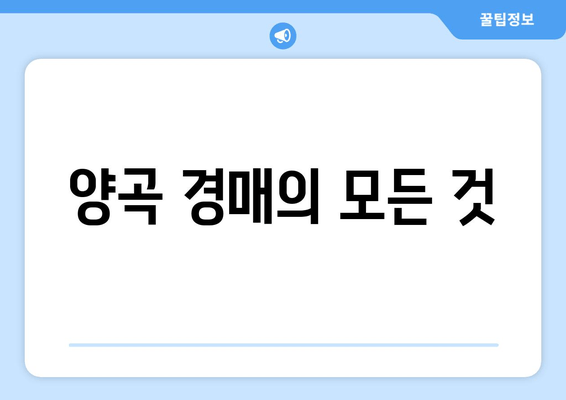 양곡 경매의 모든 것