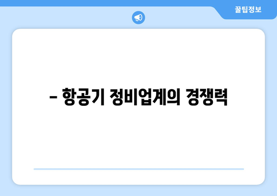 - 항공기 정비업계의 경쟁력