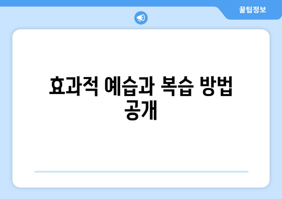 효과적 예습과 복습 방법 공개