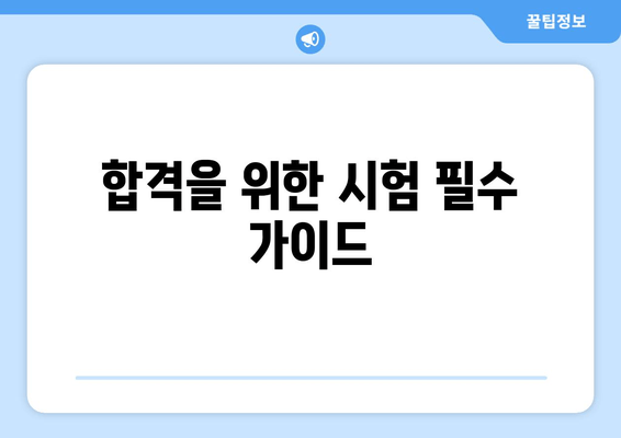 합격을 위한 시험 필수 가이드