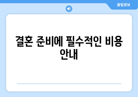 결혼 준비에 필수적인 비용 안내