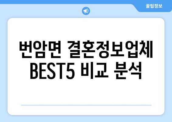 번암면 결혼정보업체 BEST5 비교 분석