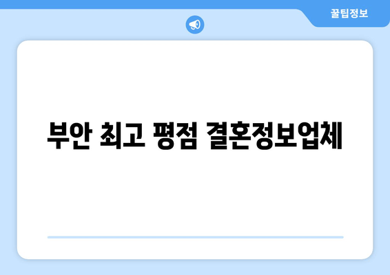 부안 최고 평점 결혼정보업체