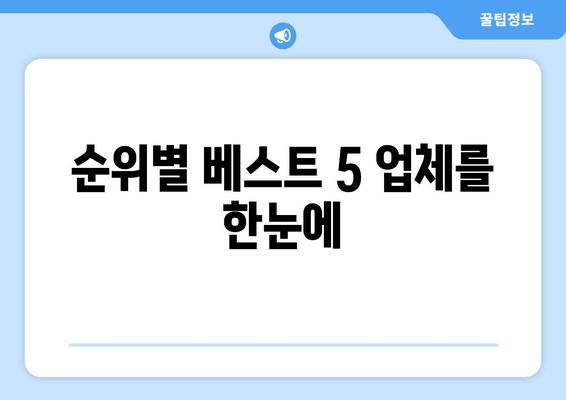 순위별 베스트 5 업체를 한눈에