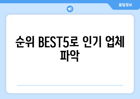 순위 BEST5로 인기 업체 파악