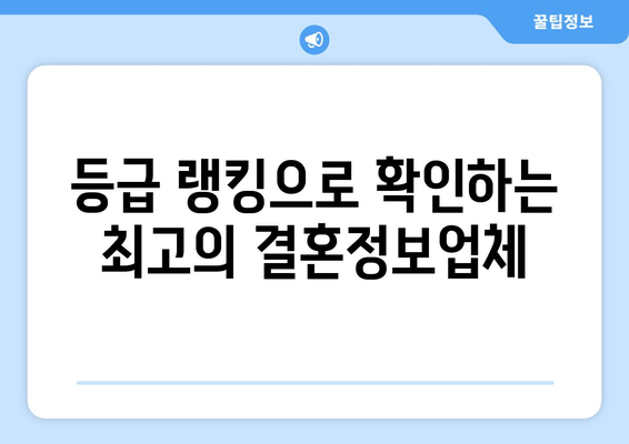 등급 랭킹으로 확인하는 최고의 결혼정보업체